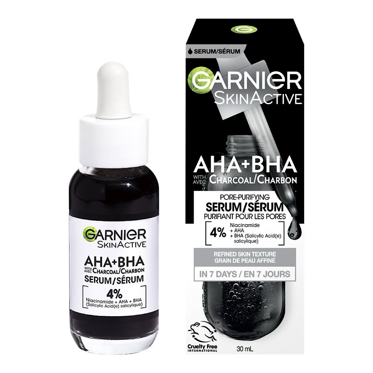 Garnier Pure Active AHA+BHA Charcoal Anti-Blemish Serum 30ml